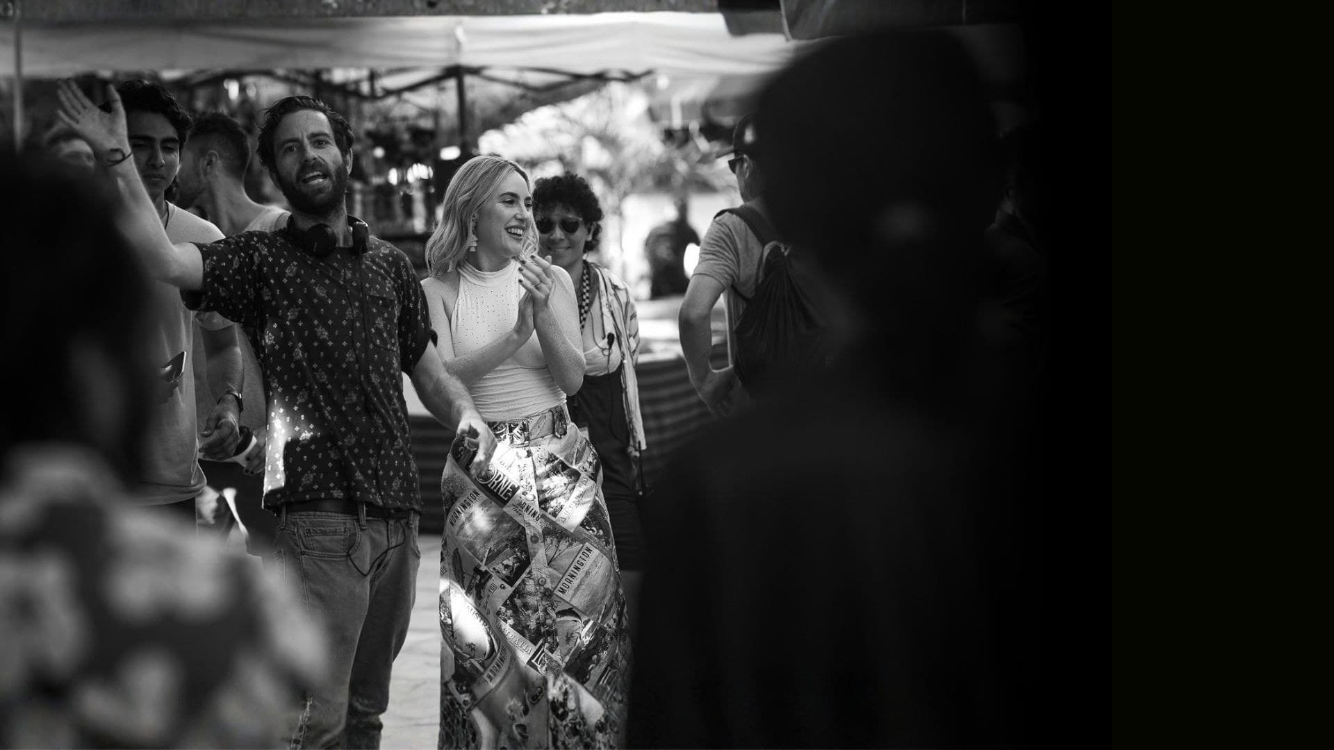 Dan Levy Dagerman and Selina Ringel on a film set with their crew