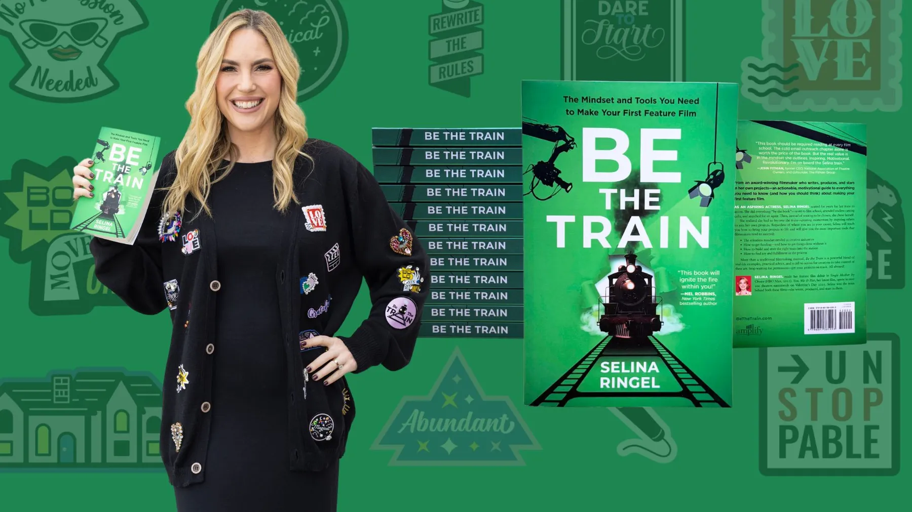 Selina Ringel with a stack of Be The Train books