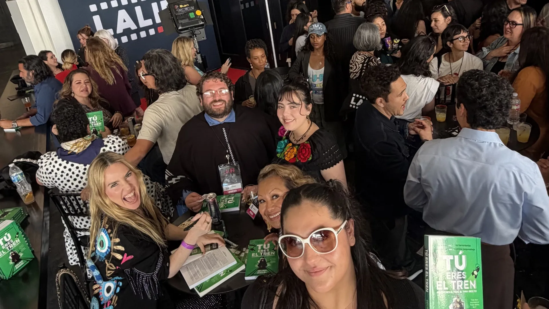 Tú Eres El Tren book signing at LALIFF — a packed room of filmmakers, creators, and supporters
